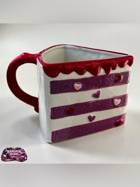 Yummy Collection Cake Slice Mug Pink Heart 3D Dessert Coffee Tea Cup Cute Gift